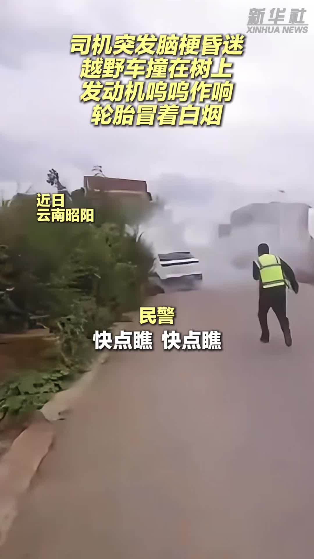司机突发脑梗昏迷 辅警破窗救人瞬间手被划伤