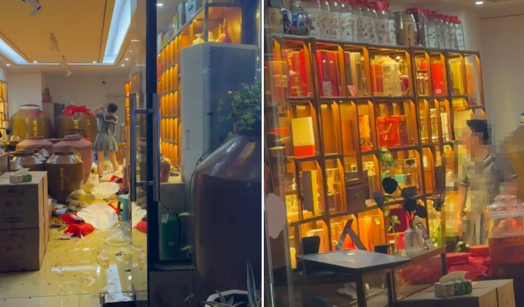 女子打砸酒水店，警方已受理案件