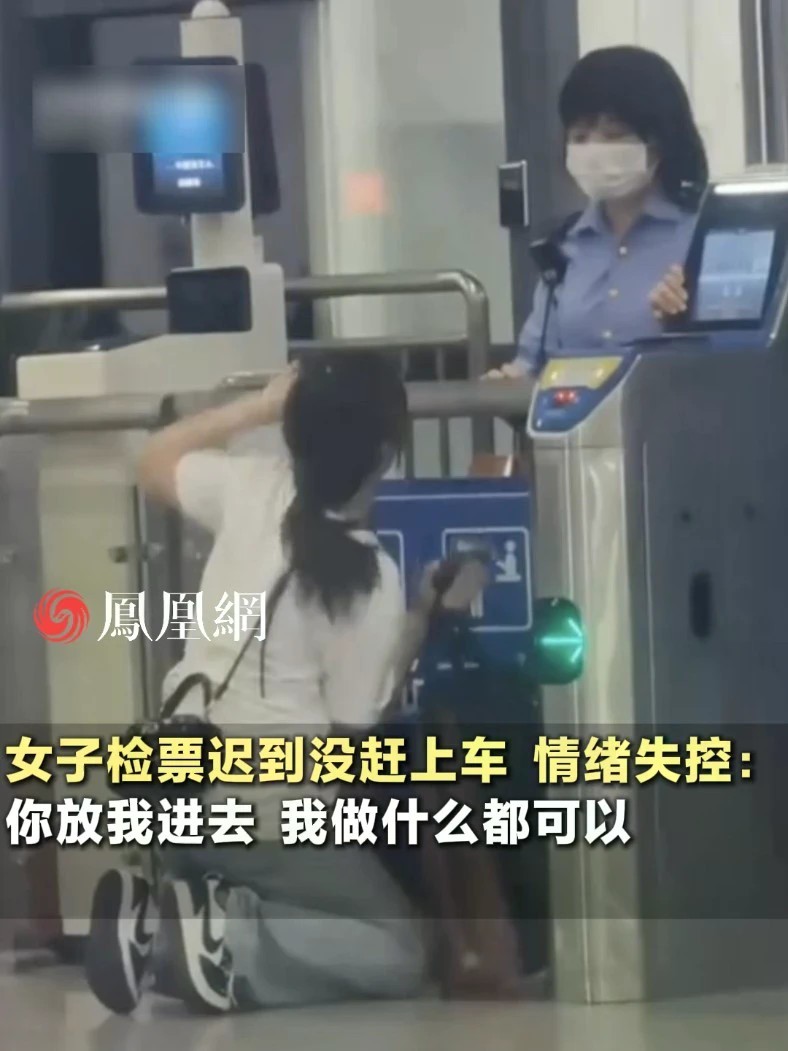 女子迟到错过检票，失控哀求工作人员：你放我进去，我做什么都可以#时间观念 #交通 #生活