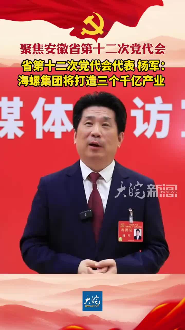 聚焦安徽省第十二次党代会 省第十二次党代会代表 杨军：海螺集团将打造三个千亿产业#媒体原创