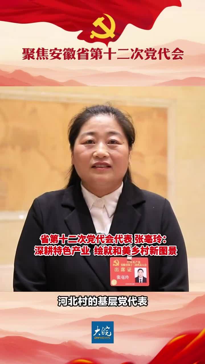 省第十二次党代会代表张亳玲：深耕特色产业 绘就和美乡村新图景‘’聆听报告，我倍感光荣、备受鼓舞！“省第十二次党代会代表、宿州市灵璧县禅堂镇河北村党支部书记张亳玲说，河北村依托”公司+合作社+农户”模