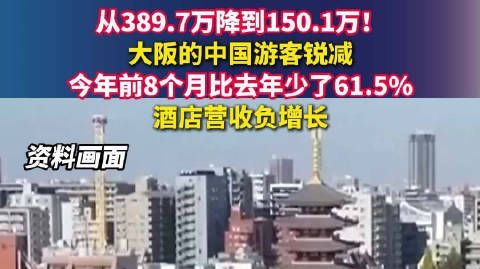 大阪的中国游客锐减六成 大阪从389.7万降到150.1万!大阪的中