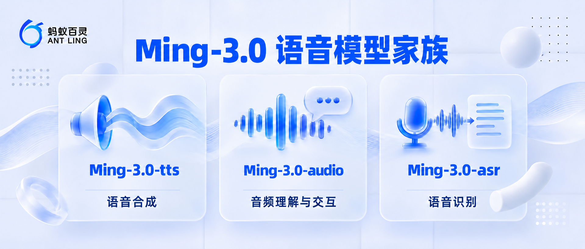 蚂蚁百灵开源Ming-3.0语音系列：覆盖语音合成、音频理解与对话、语音识别