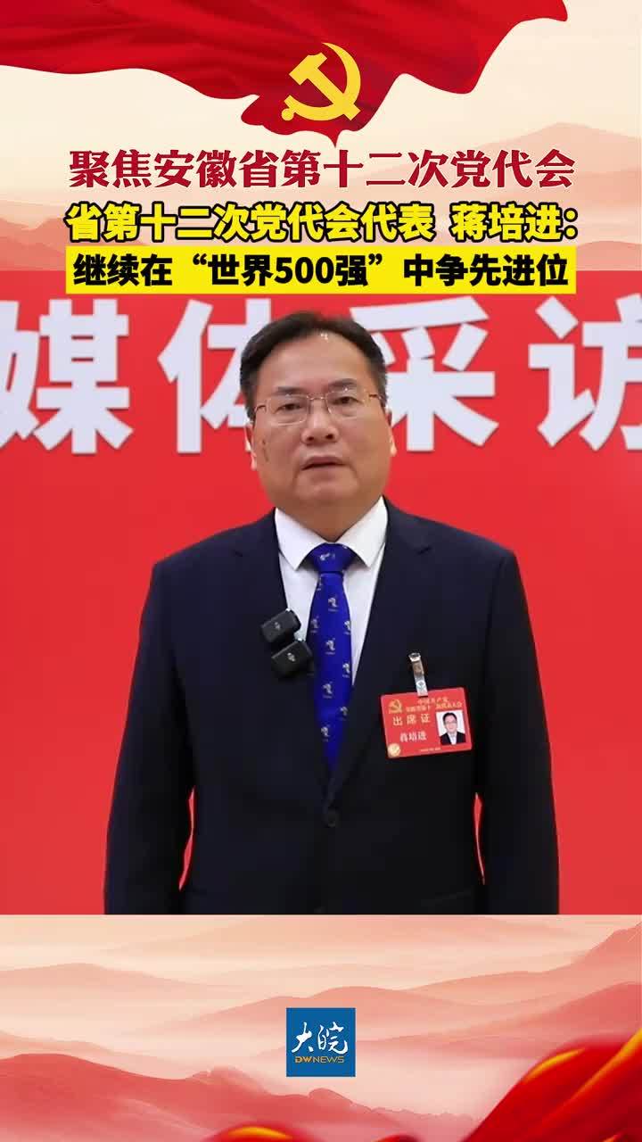 聚焦安徽省第十二次党代会|省第十二次党代会代表 蒋培进： 继续在“世界500强”中争先进位