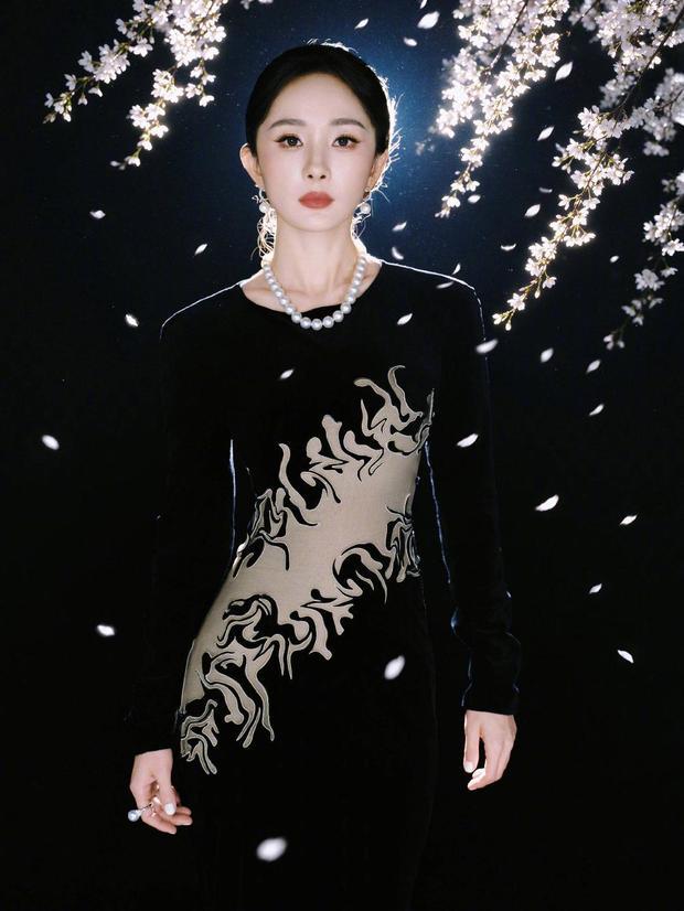杨幂穿黑丝绒鱼尾裙尽显优雅大气