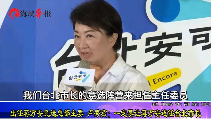 出任蒋万安竞选总部主委，卢秀燕：一定要让他连任台北市长