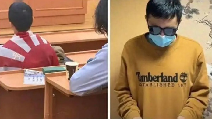 中国留学生在课堂身披旭日旗，本人鞠躬道歉