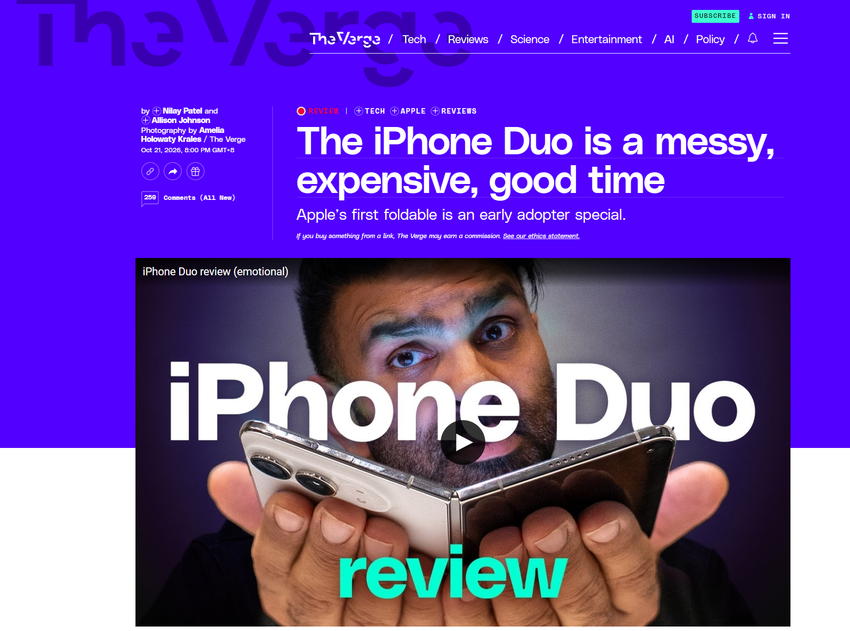 美媒评iPhone Duo：昂贵、妥协多，第一代产品缺陷明显