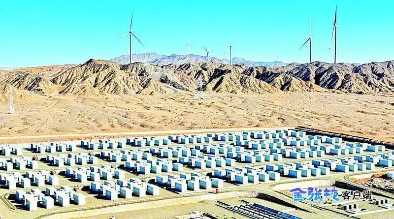 高台县北部滩华景丝路300MW/1200MWh独立储能电站项目建设现场