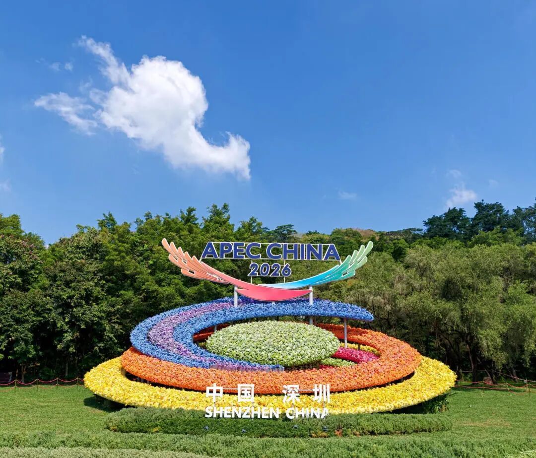 图：莲花山公园的巨型APEC主题花坛