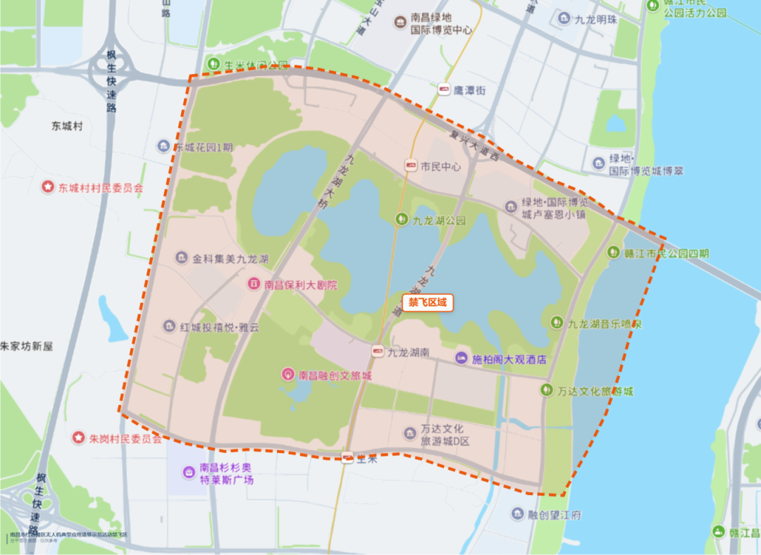 △南昌市红谷滩区无人机典型应用场景示范活动禁飞区