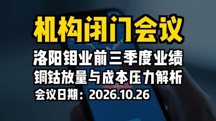 机构闭门会议：洛阳钼业前三季度业绩，铜钴放量与成本压力解析