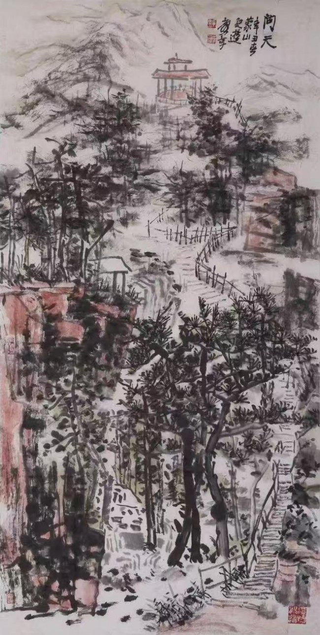 黄庆享，问天，136x68cm