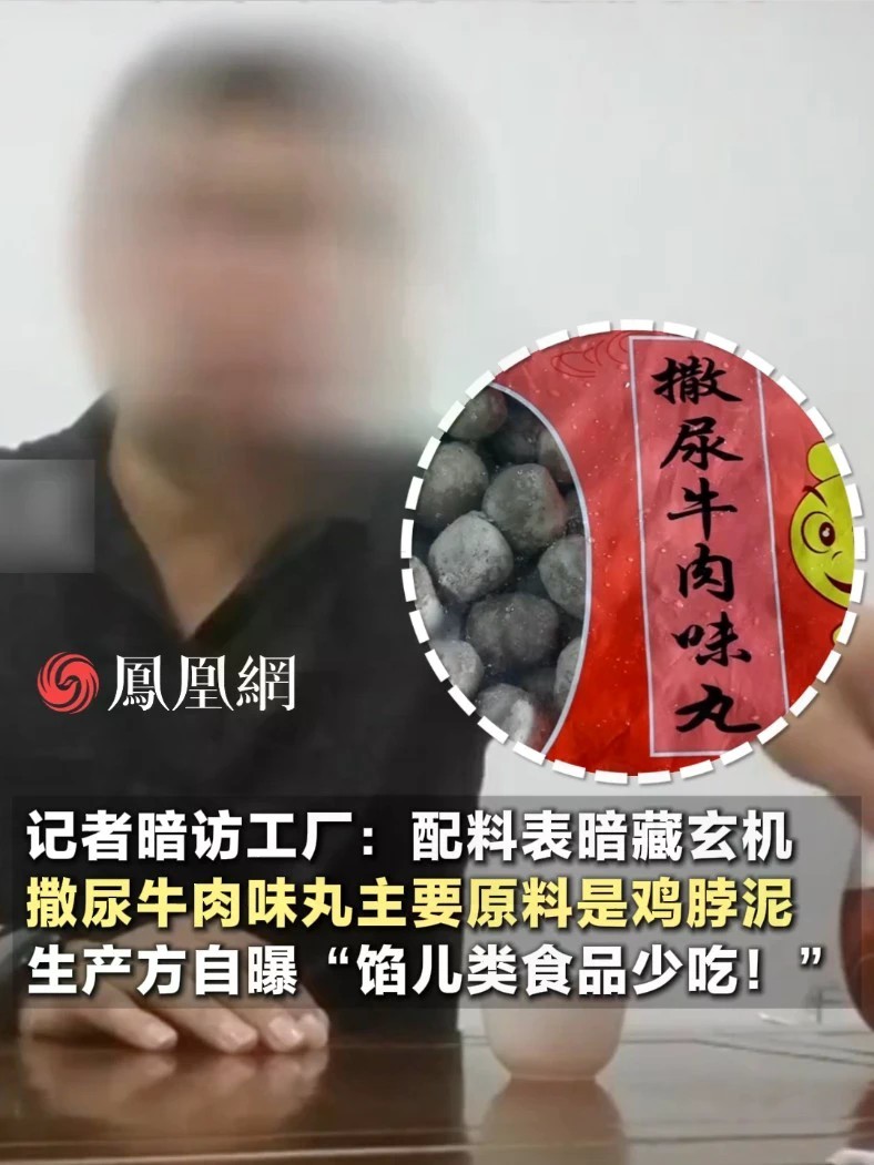 记者暗访工厂：撒尿牛肉味丸配料表暗藏玄机，鸡肉是鸡脖泥，加牛肉膏和牛油可以检测出牛肉成分#食品安全 #社会
