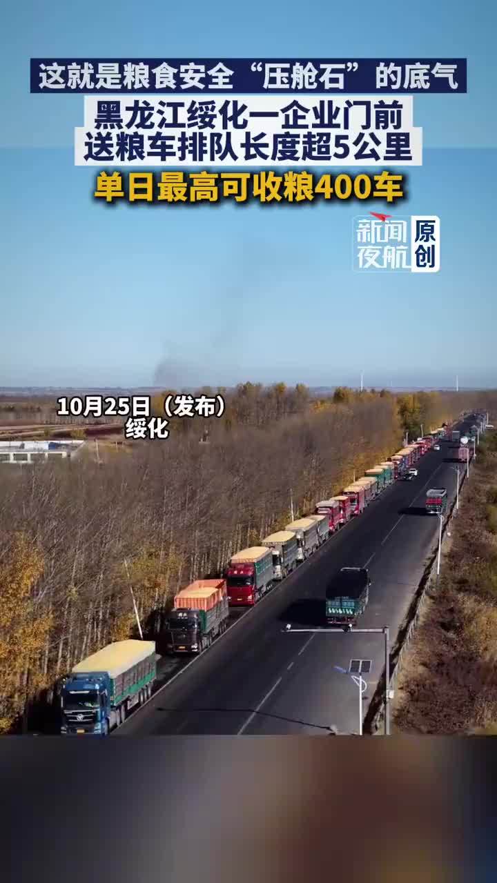 黑龙江一企业门前送粮车排队5公里