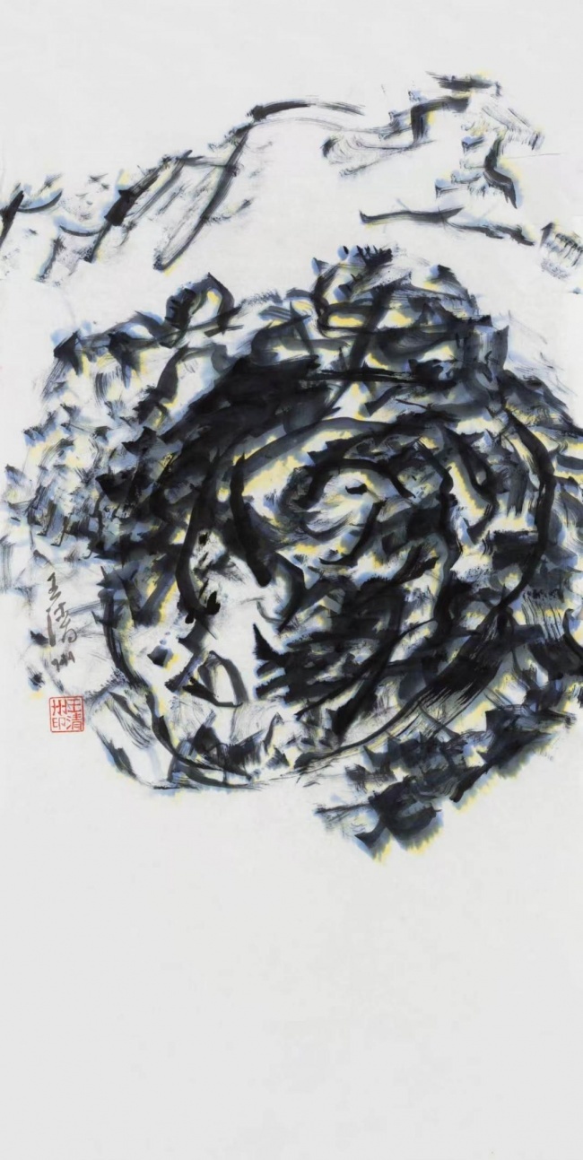 玄岫蟠腾 纸本水墨 137cm×68cm 2024-2026