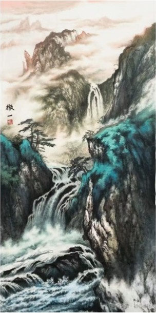 《云山春流》139×68cm