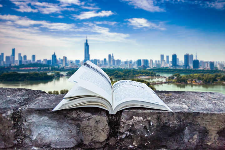 南京明城墙上一本摊开的书。南京市文学之都促进会供图