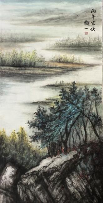 《汀上静山》138×69cm