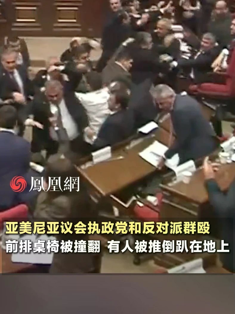 亚美尼亚议会上群殴一幕：几十名西装革履的议员打作一团#国际 #现场
