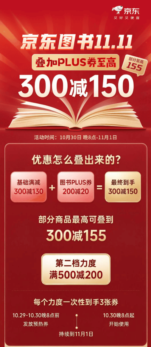 部分好书至高满300减155!京东图书11.11开门红将启多品类佳作一站购齐