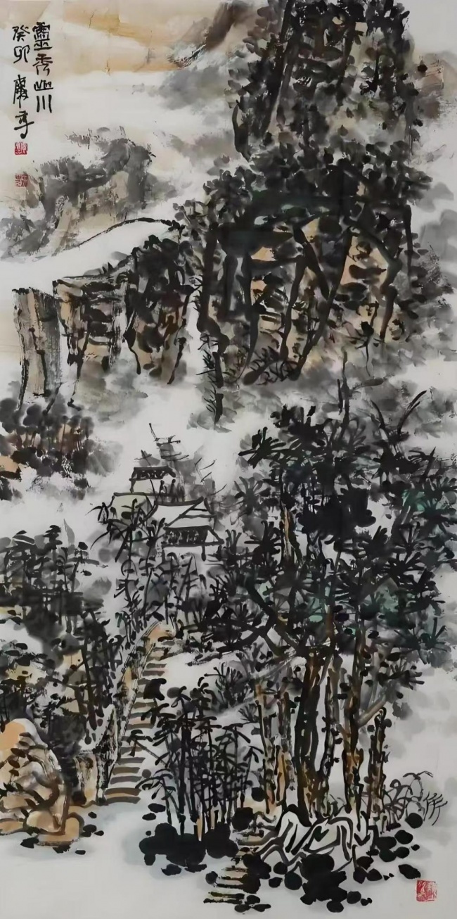 黄庆享，灵秀山川，136x68cm