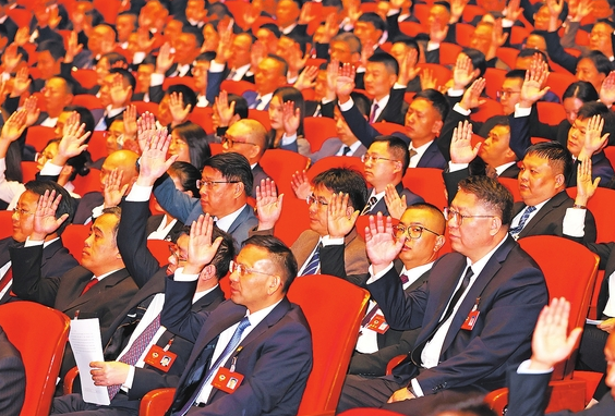 政协委员举手表决。