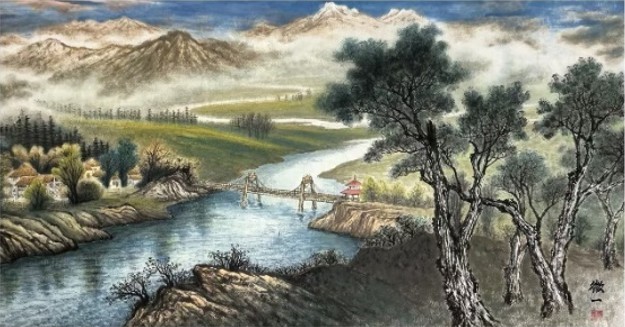 《草原晨曲》139×68cm