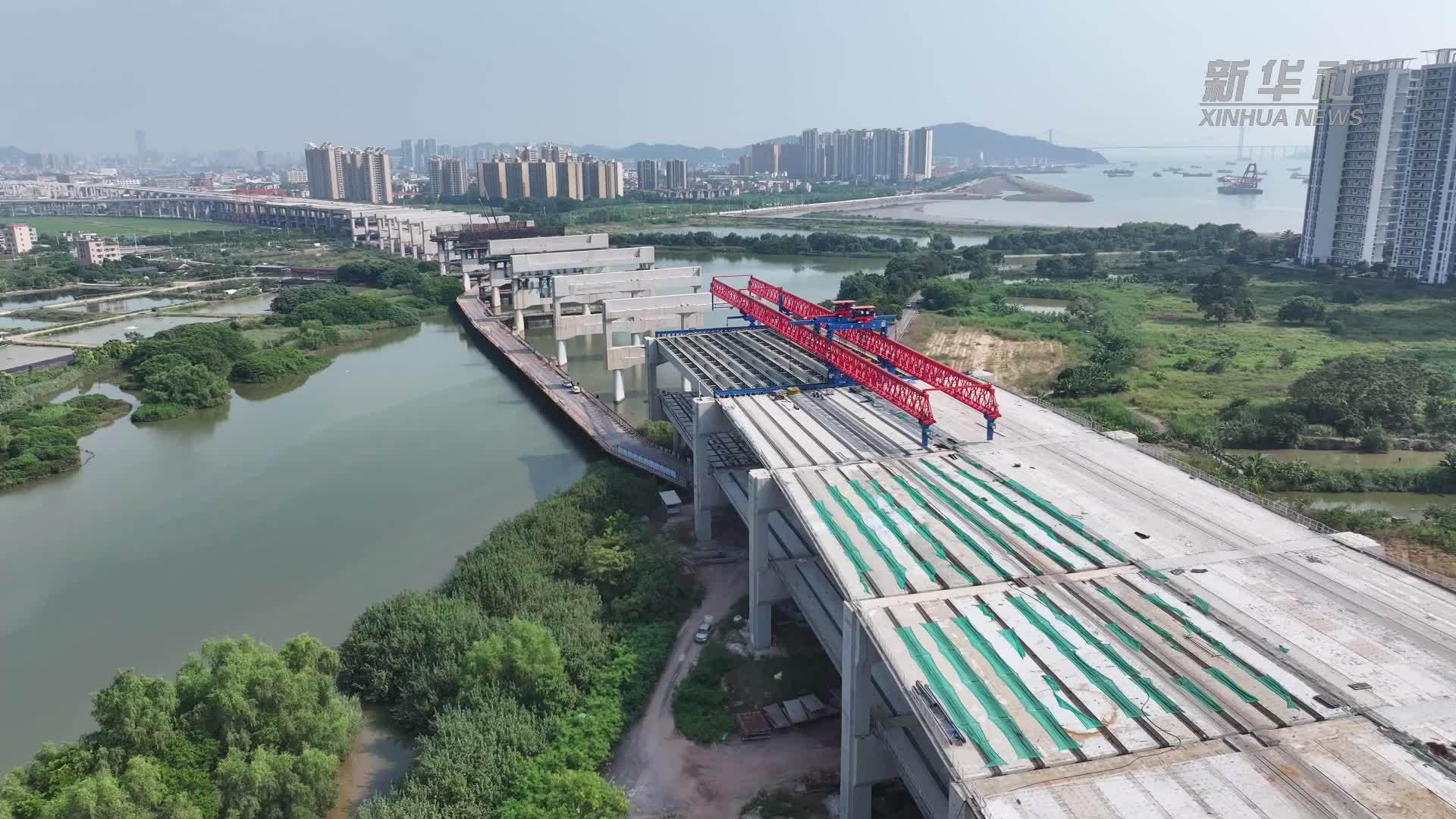 狮子洋通道虎门港互通下部结构全部完工