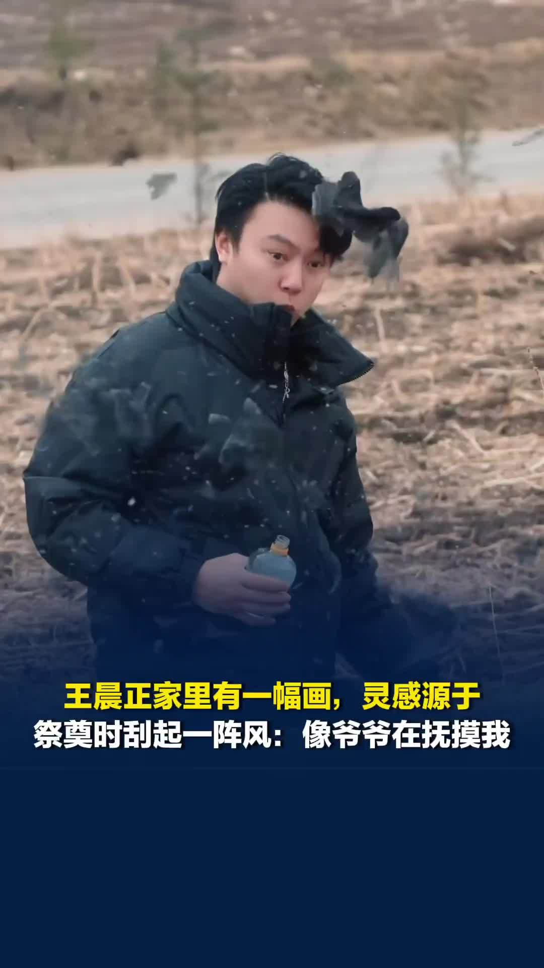 王晨正家里有一幅画，灵感源于祭奠时刮起一阵风：像爷爷在抚摸我