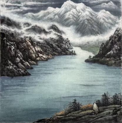 《天山瑶池》68×68cm