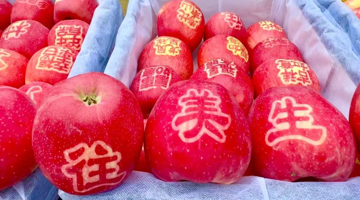 图为印有吉祥字样的红富士苹果.jpg