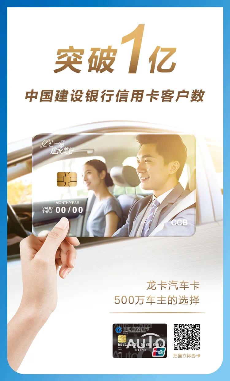 中国建设银行龙卡信用卡客户数突破1亿!