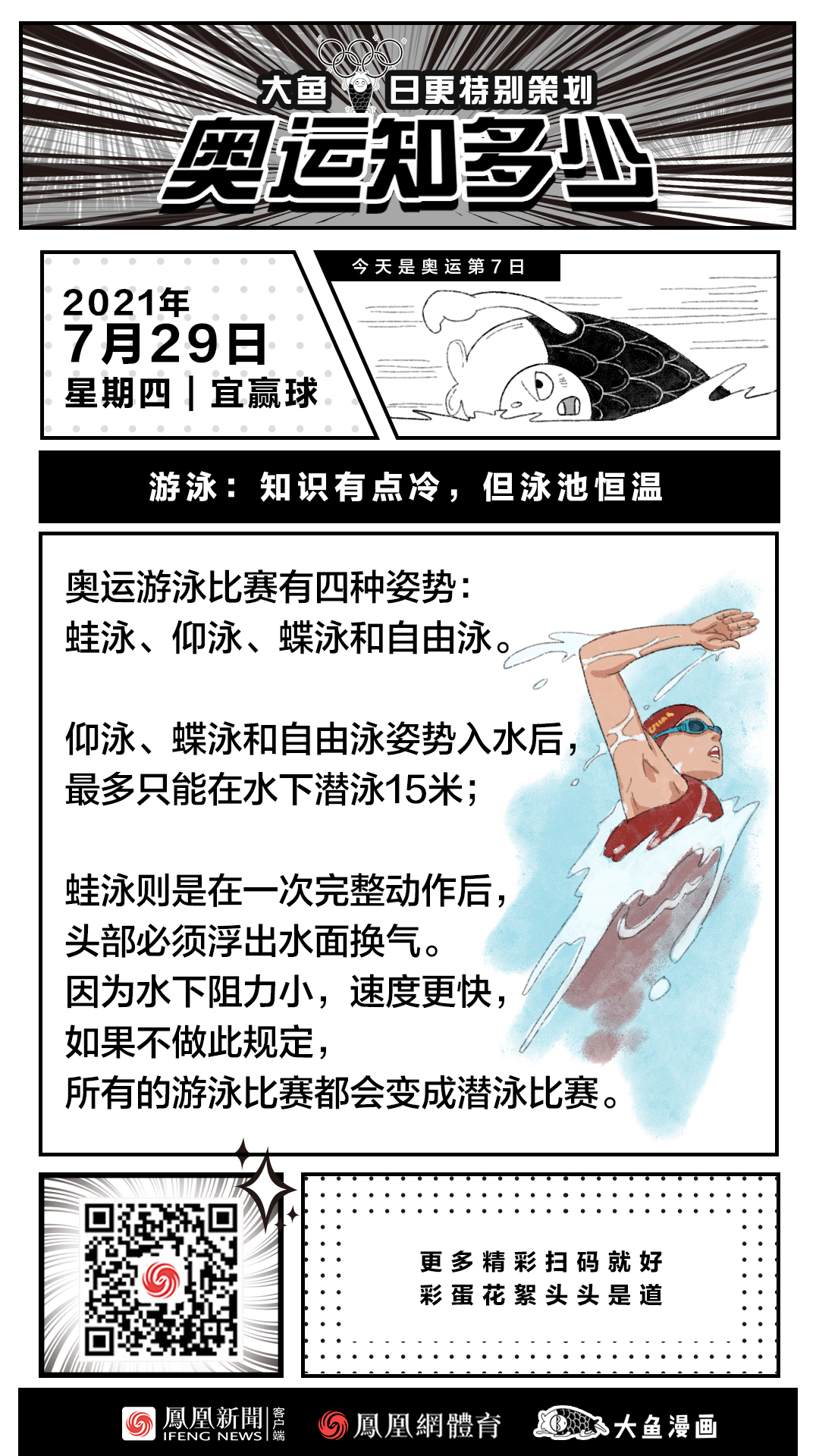 奥运知多少 游泳不能一口气游到头 大鱼漫画 凤凰网